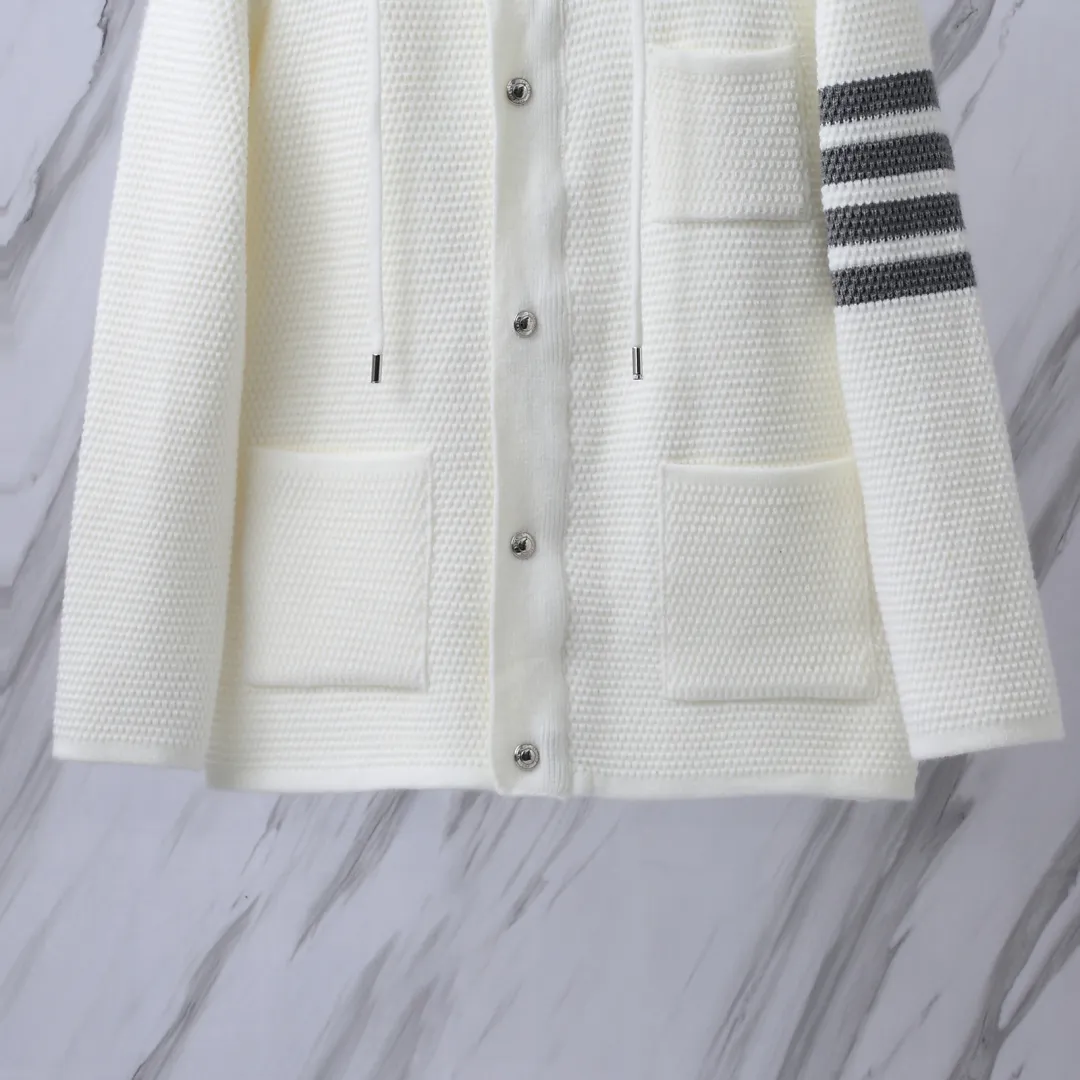 4-Bar Stripe Cashmere-Blend Hooded Cardigan D32512680 — view 5