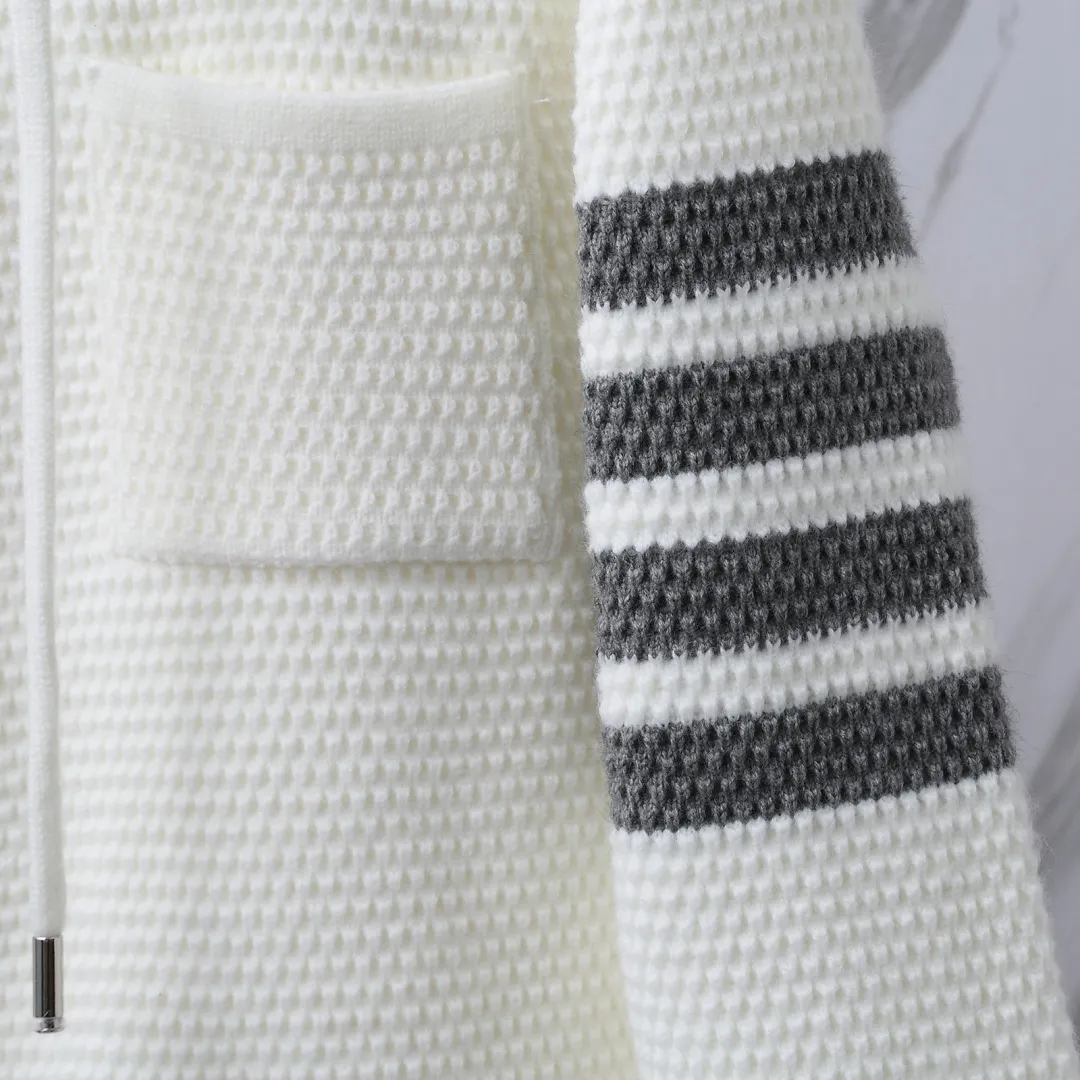 4-Bar Stripe Cashmere-Blend Hooded Cardigan D32512680 — view 8