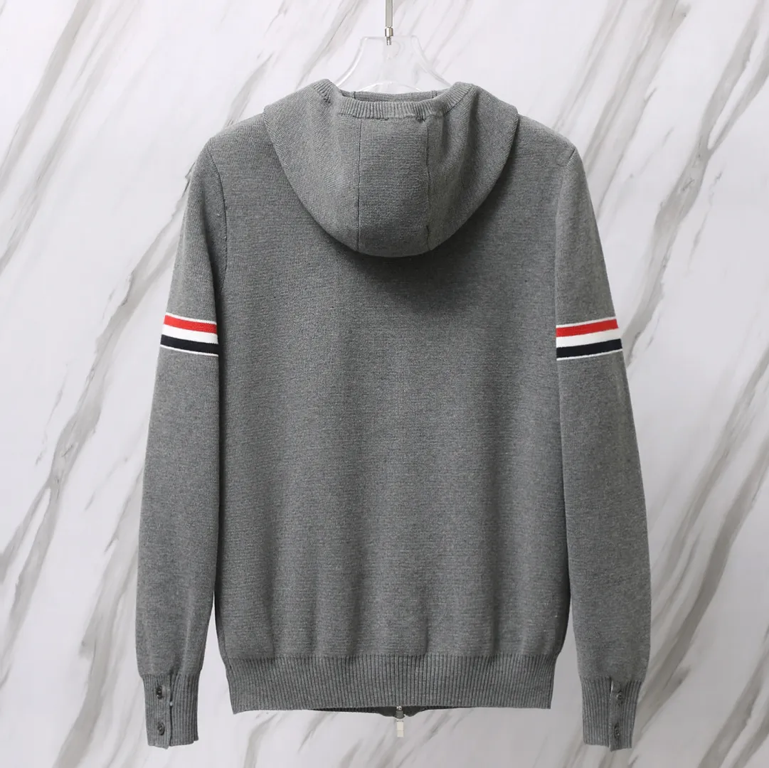 Striped Wool-Blend Zip-Up Knit Hoodie D25012657 — view 3