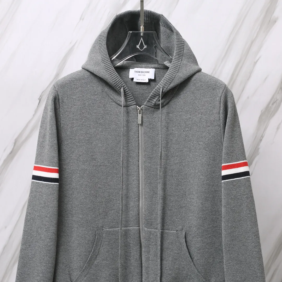 Striped Wool-Blend Zip-Up Knit Hoodie D25012657 — view 4
