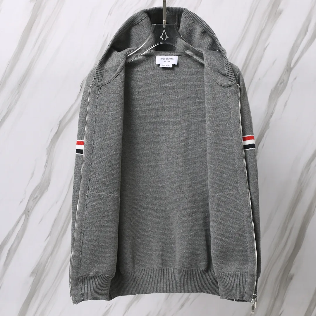 Striped Wool-Blend Zip-Up Knit Hoodie D25012657 — view 5