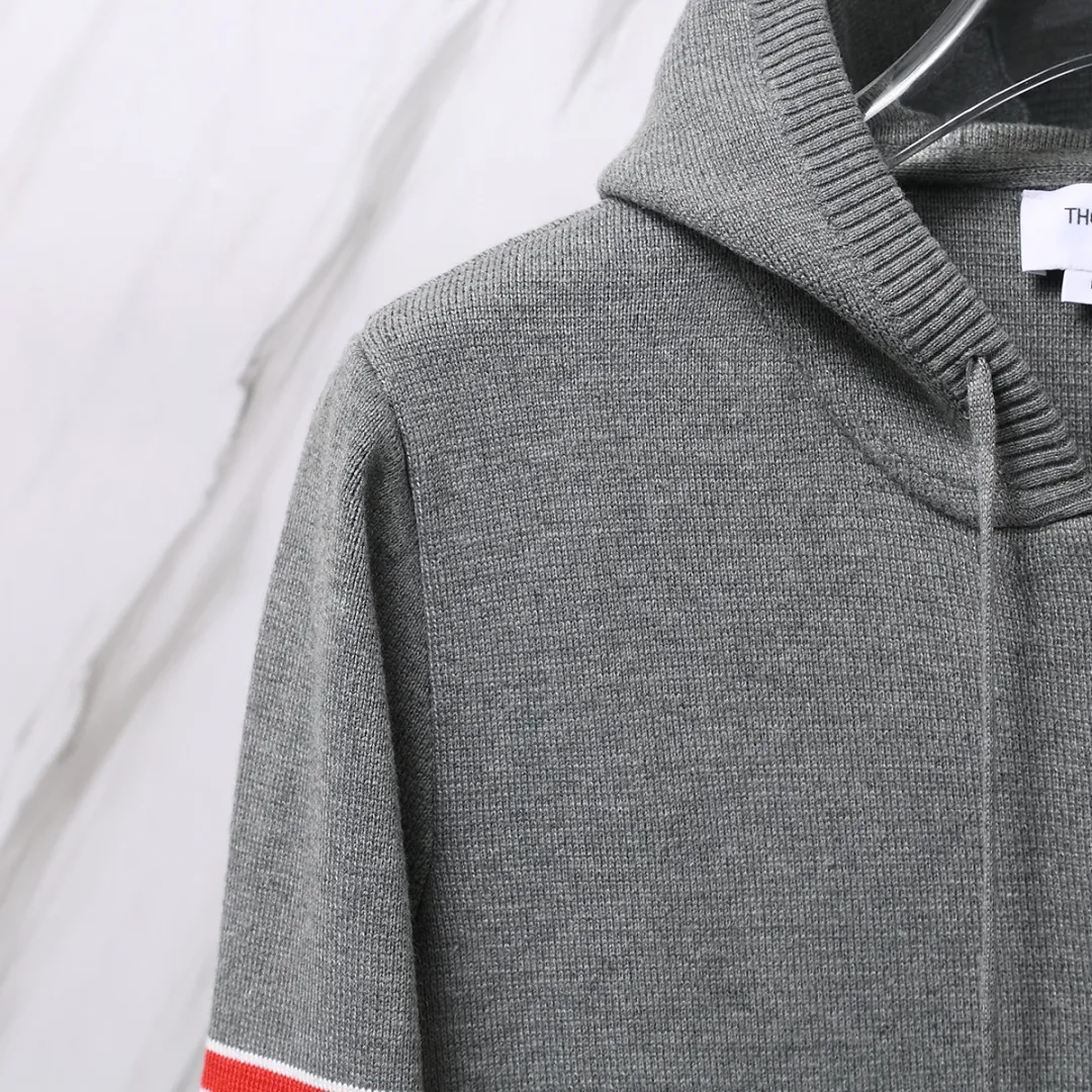 Striped Wool-Blend Zip-Up Knit Hoodie D25012657 — view 6