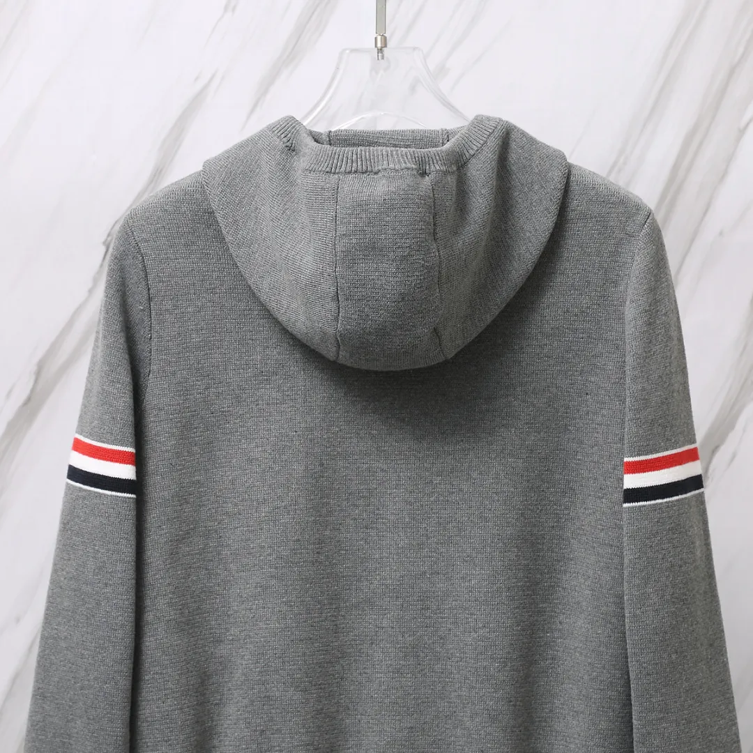 Striped Wool-Blend Zip-Up Knit Hoodie D25012657 — view 9