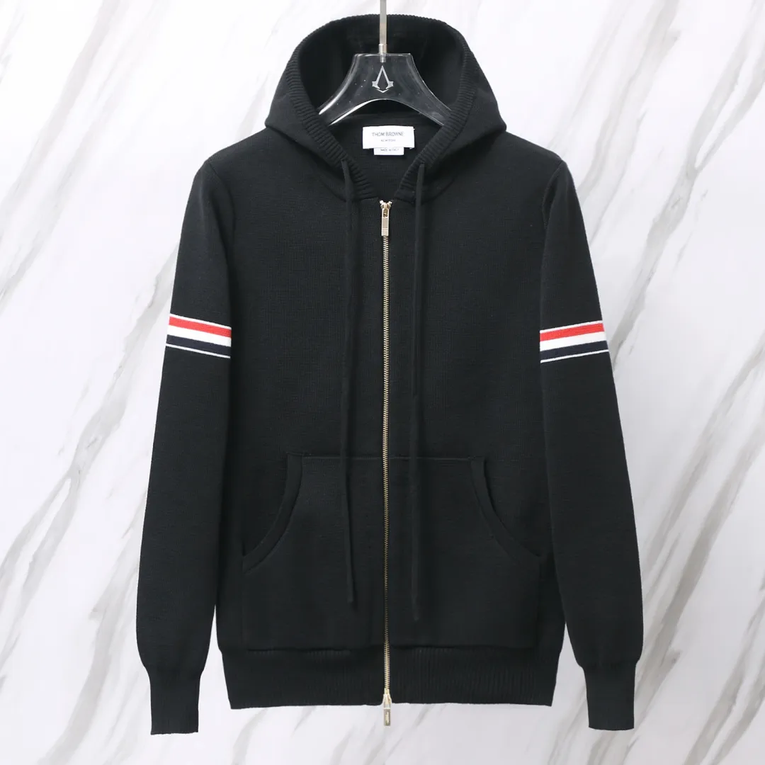 Striped Wool-Blend Zip-Up Knit Hoodie D25012655 — view 2