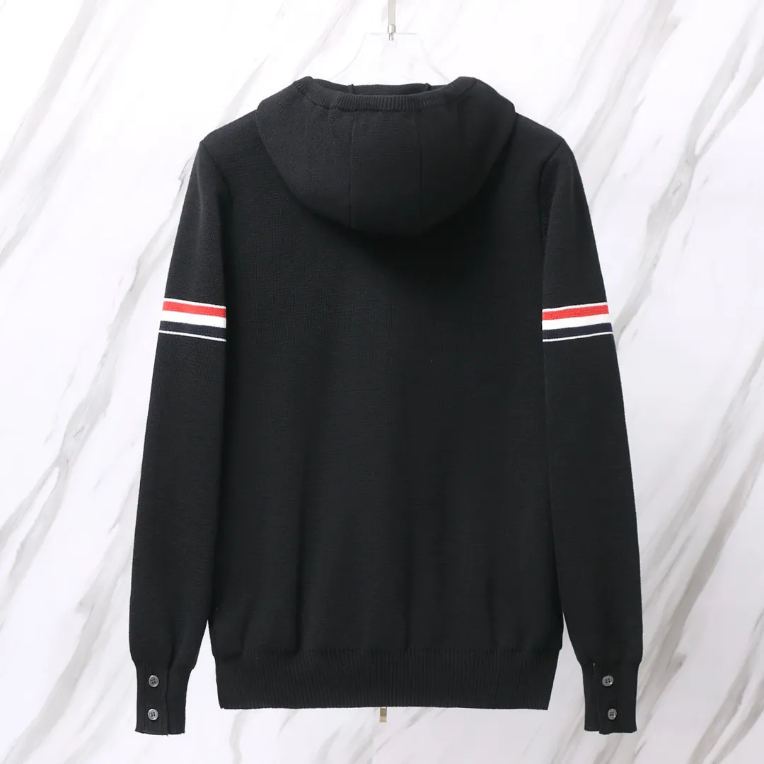 Striped Wool-Blend Zip-Up Knit Hoodie D25012655 — view 3