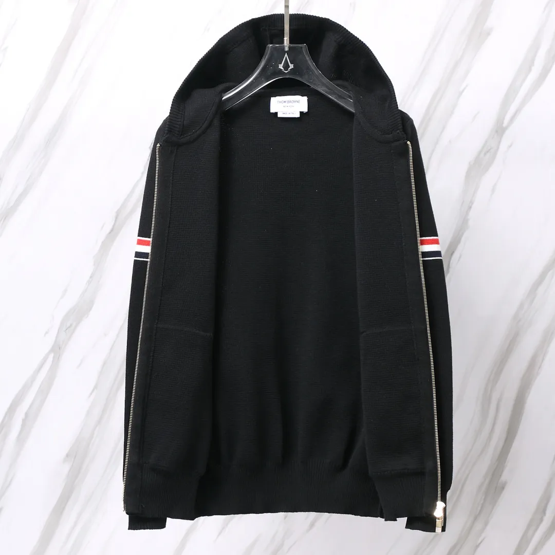 Striped Wool-Blend Zip-Up Knit Hoodie D25012655 — view 4