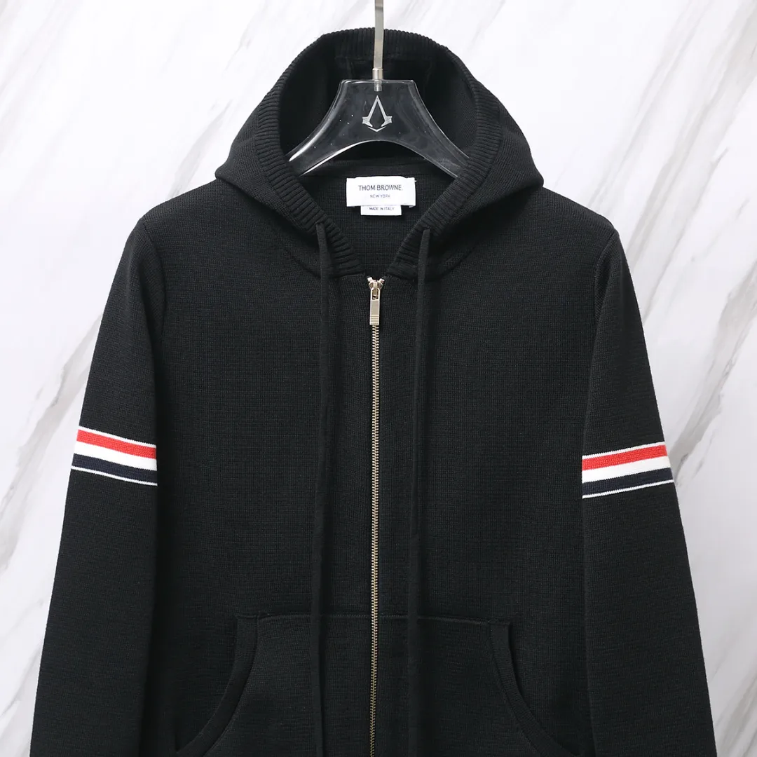 Striped Wool-Blend Zip-Up Knit Hoodie D25012655 — view 5