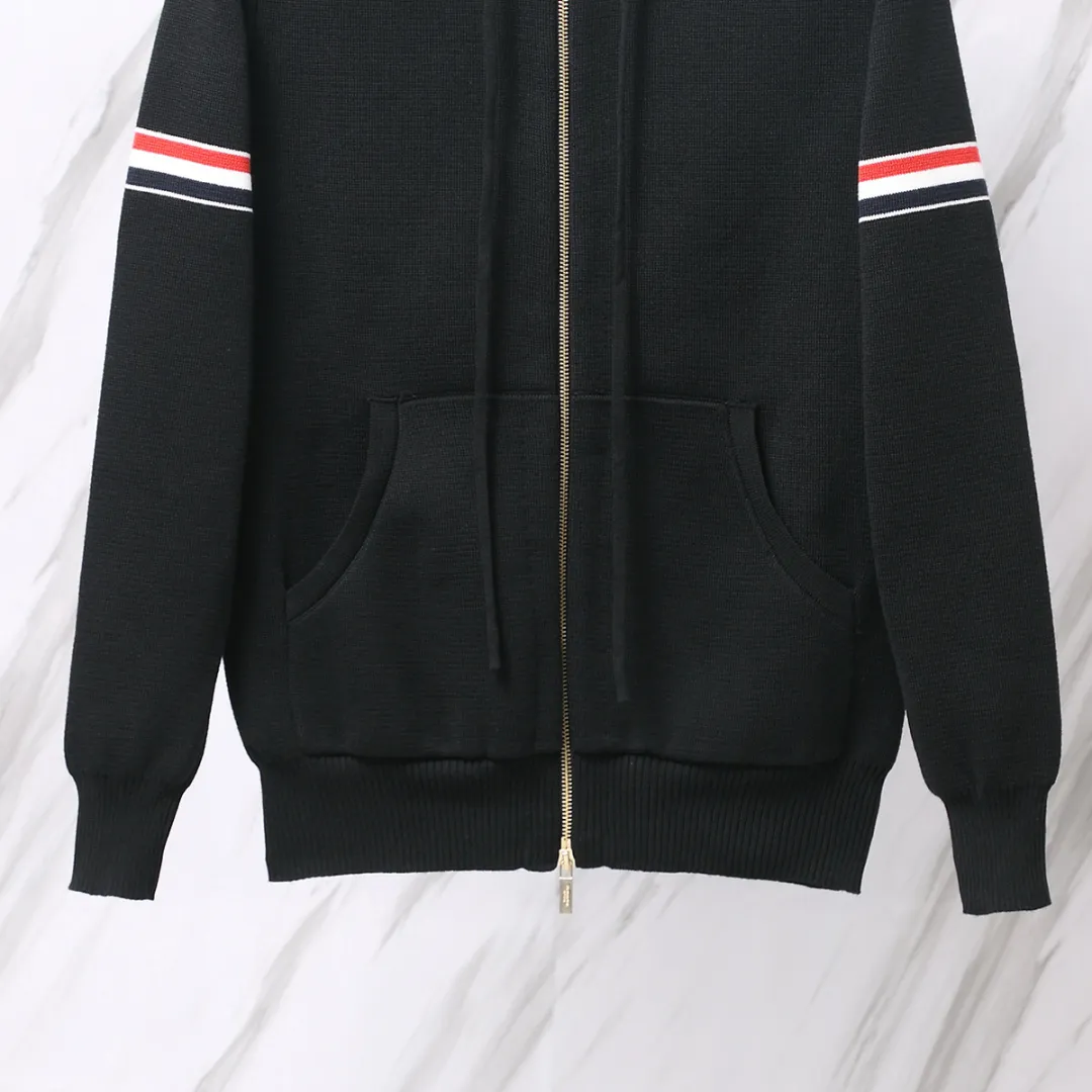 Striped Wool-Blend Zip-Up Knit Hoodie D25012655 — view 6