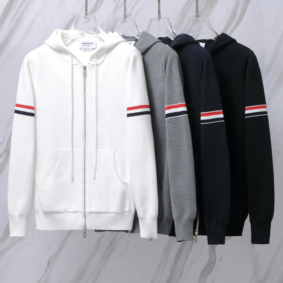 Striped Wool-Blend Zip-Up Knit Hoodie D25012658