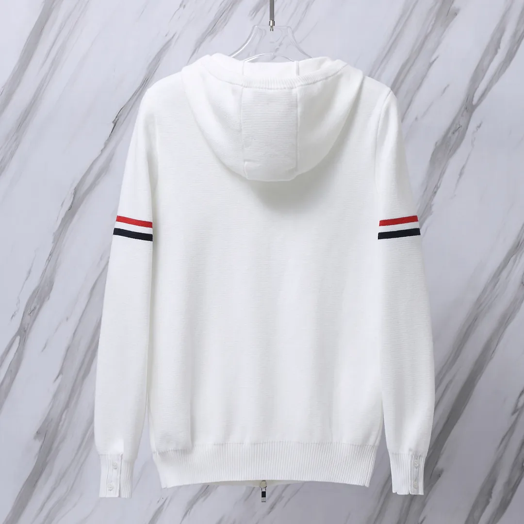 Striped Wool-Blend Zip-Up Knit Hoodie D25012658 — view 3