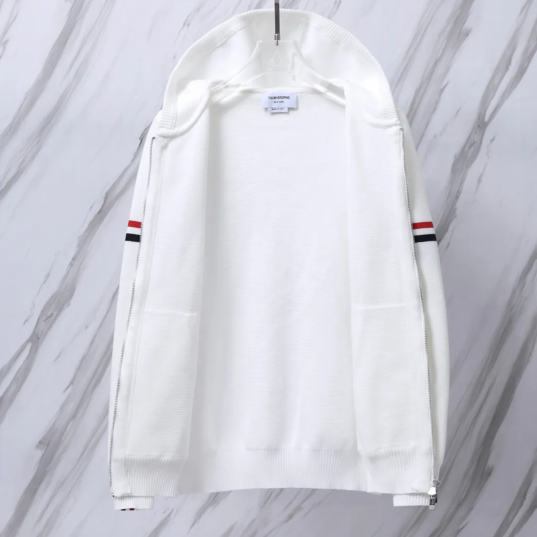 Striped Wool-Blend Zip-Up Knit Hoodie D25012658 — view 4