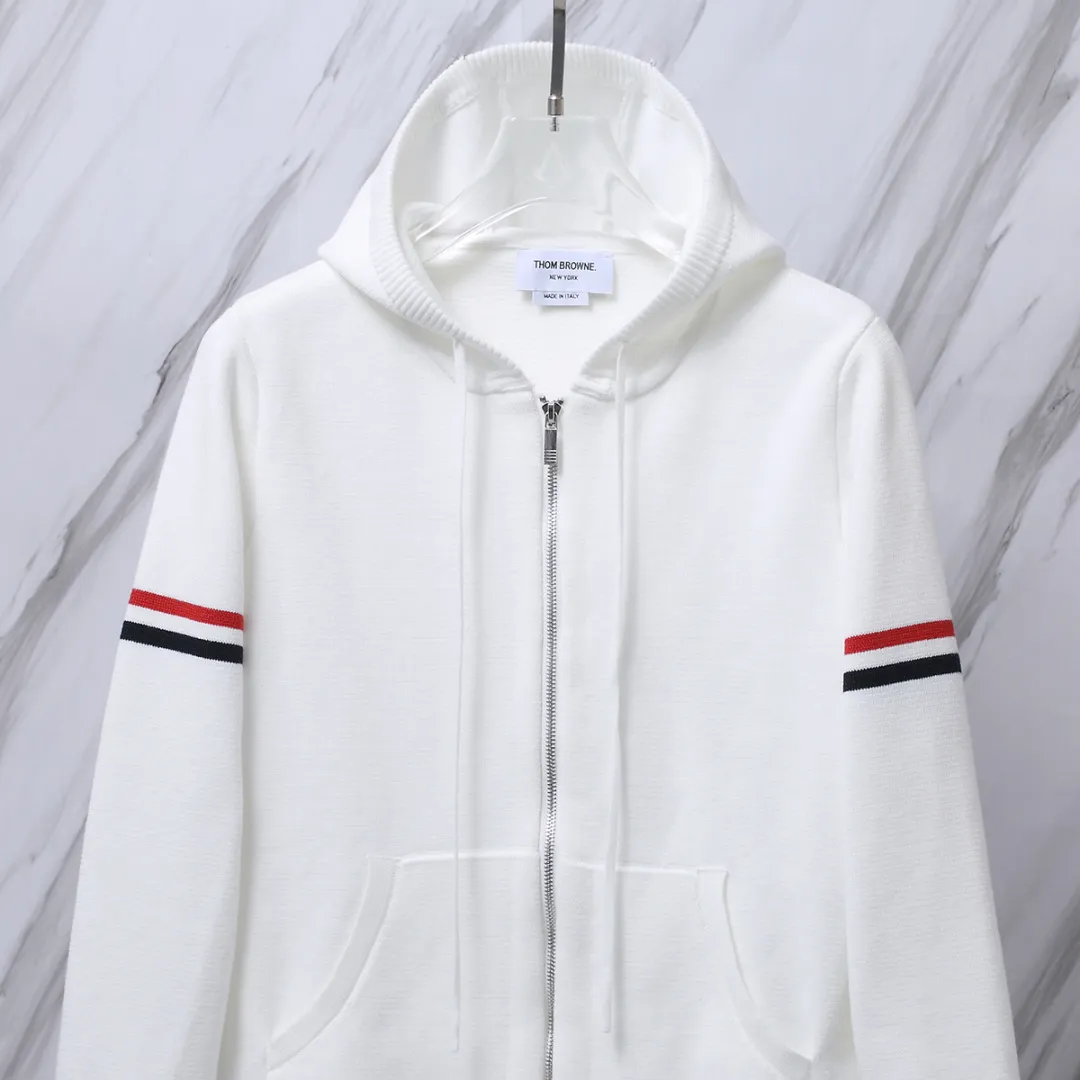Striped Wool-Blend Zip-Up Knit Hoodie D25012658 — view 5