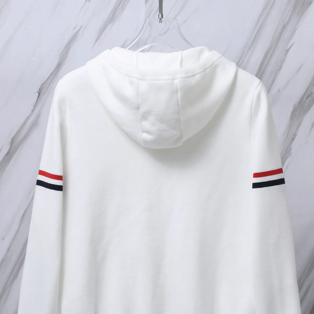 Striped Wool-Blend Zip-Up Knit Hoodie D25012658 — view 6