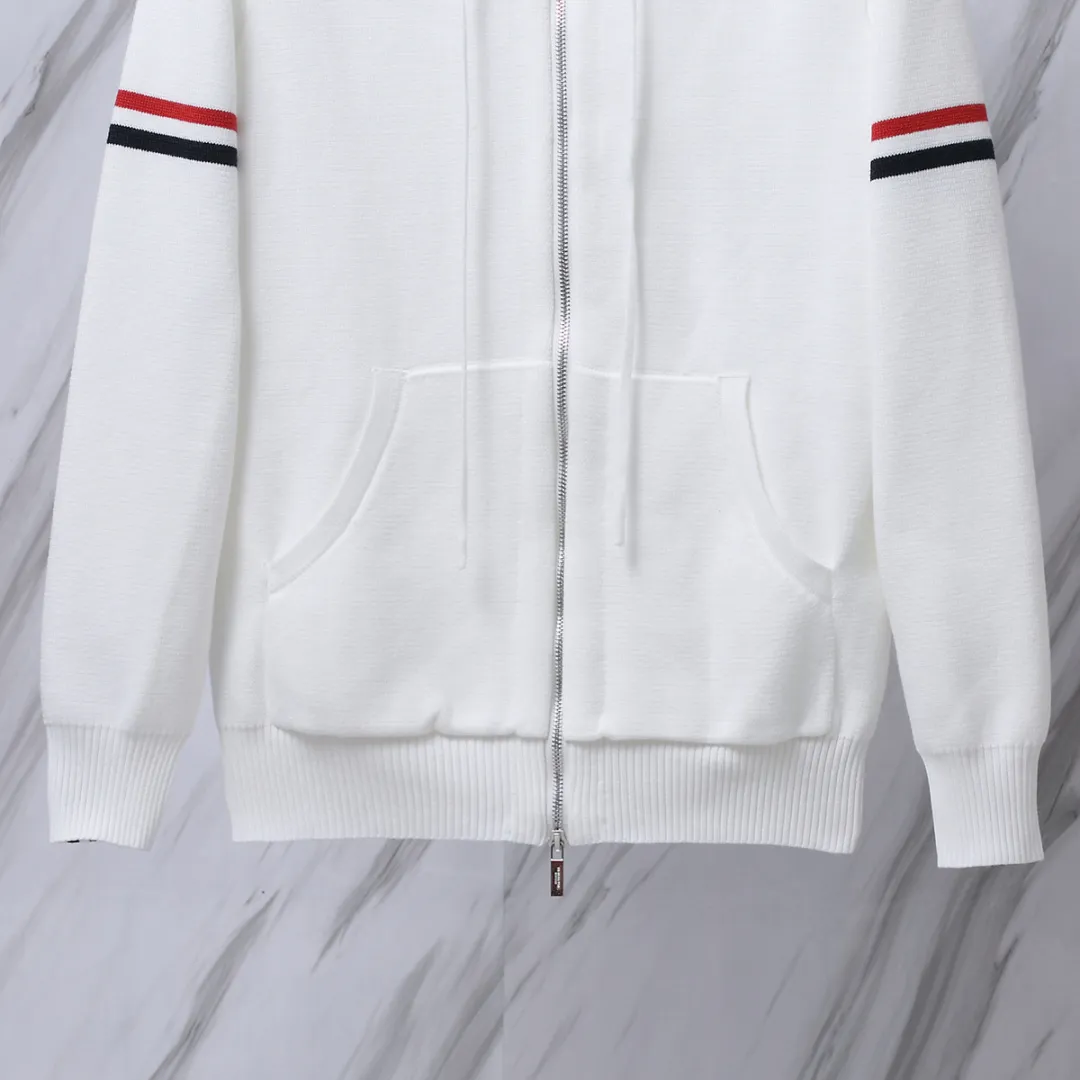 Striped Wool-Blend Zip-Up Knit Hoodie D25012658 — view 7