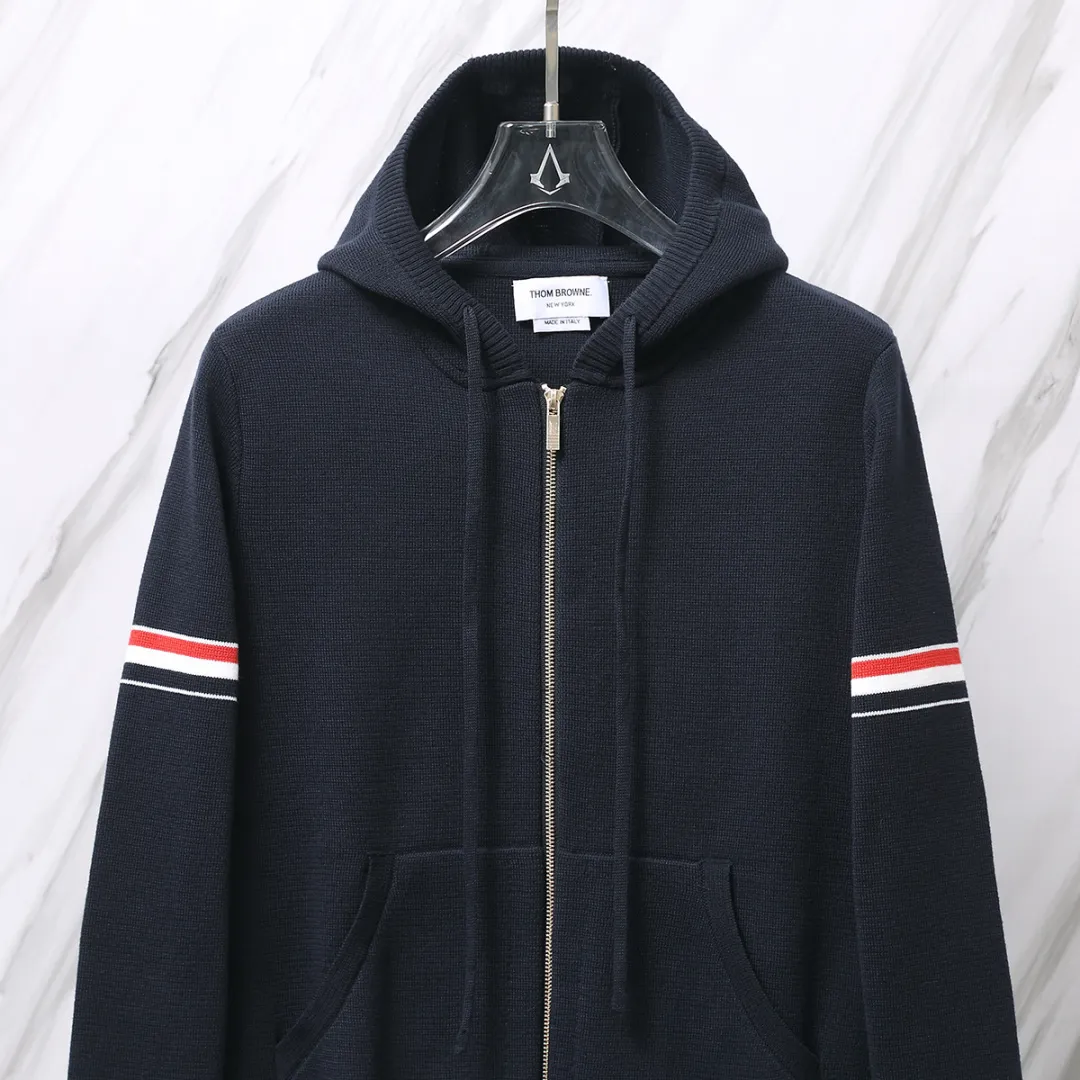 Striped Wool-Blend Zip-Up Hoodie D25012656 — view 4
