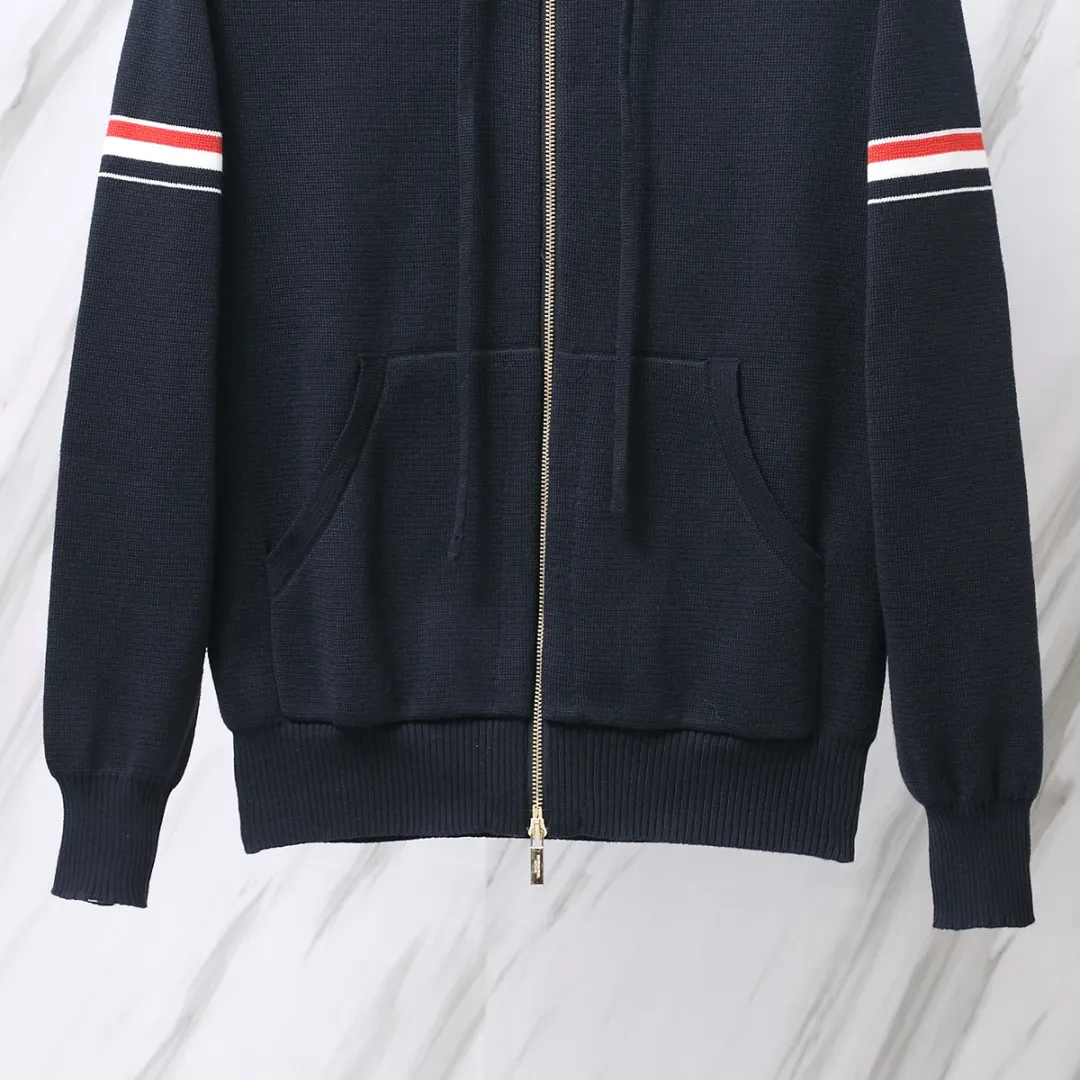 Striped Wool-Blend Zip-Up Hoodie D25012656 — view 5