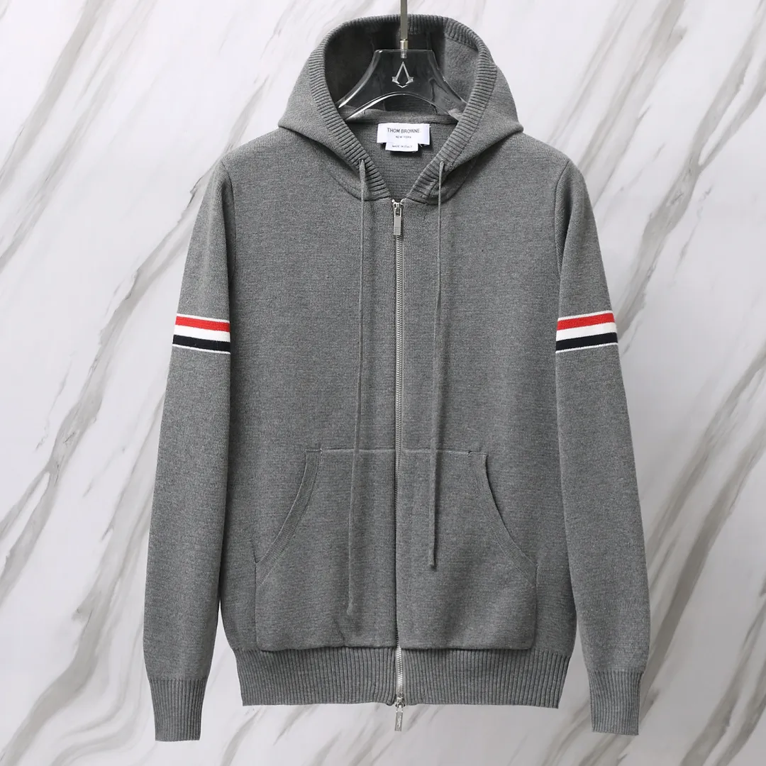 Striped Wool-Blend Zip-Up Knit Hoodie D25012659 — view 4