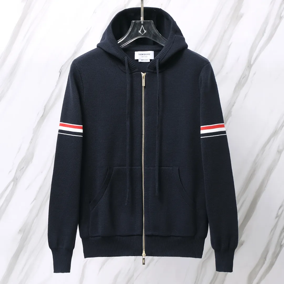 Striped Wool-Blend Zip-Up Knit Hoodie D25012659 — view 6