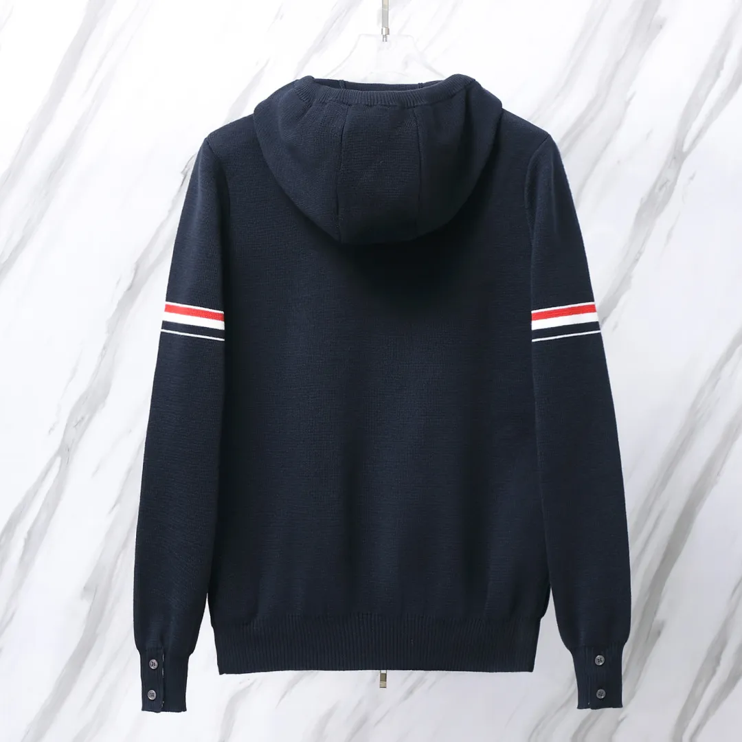 Striped Wool-Blend Zip-Up Knit Hoodie D25012659 — view 7