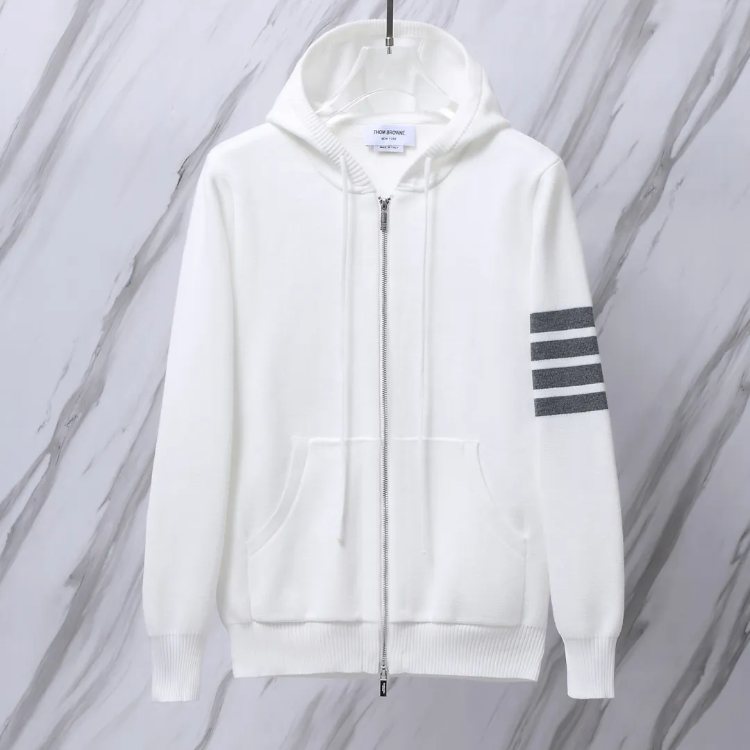 Striped Wool-Blend Zip-Up Knit Hoodie D25012670 — view 2