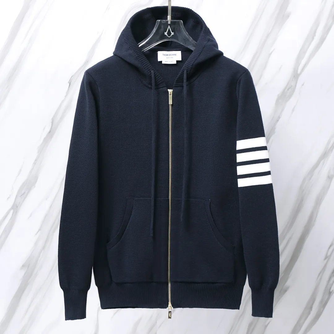 Striped Wool-Blend Zip-Up Knit Hoodie D25012670 — view 6