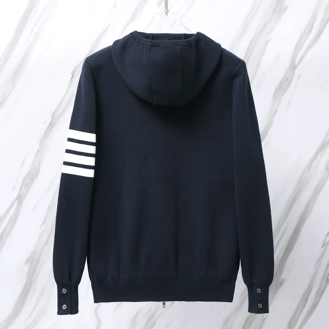 Striped Wool-Blend Zip-Up Knit Hoodie D25012670 — view 7