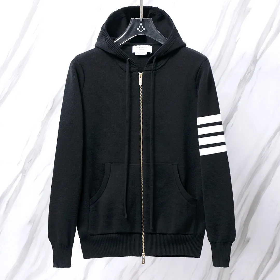 Striped Wool-Blend Zip-Up Knit Hoodie D25012670 — view 8