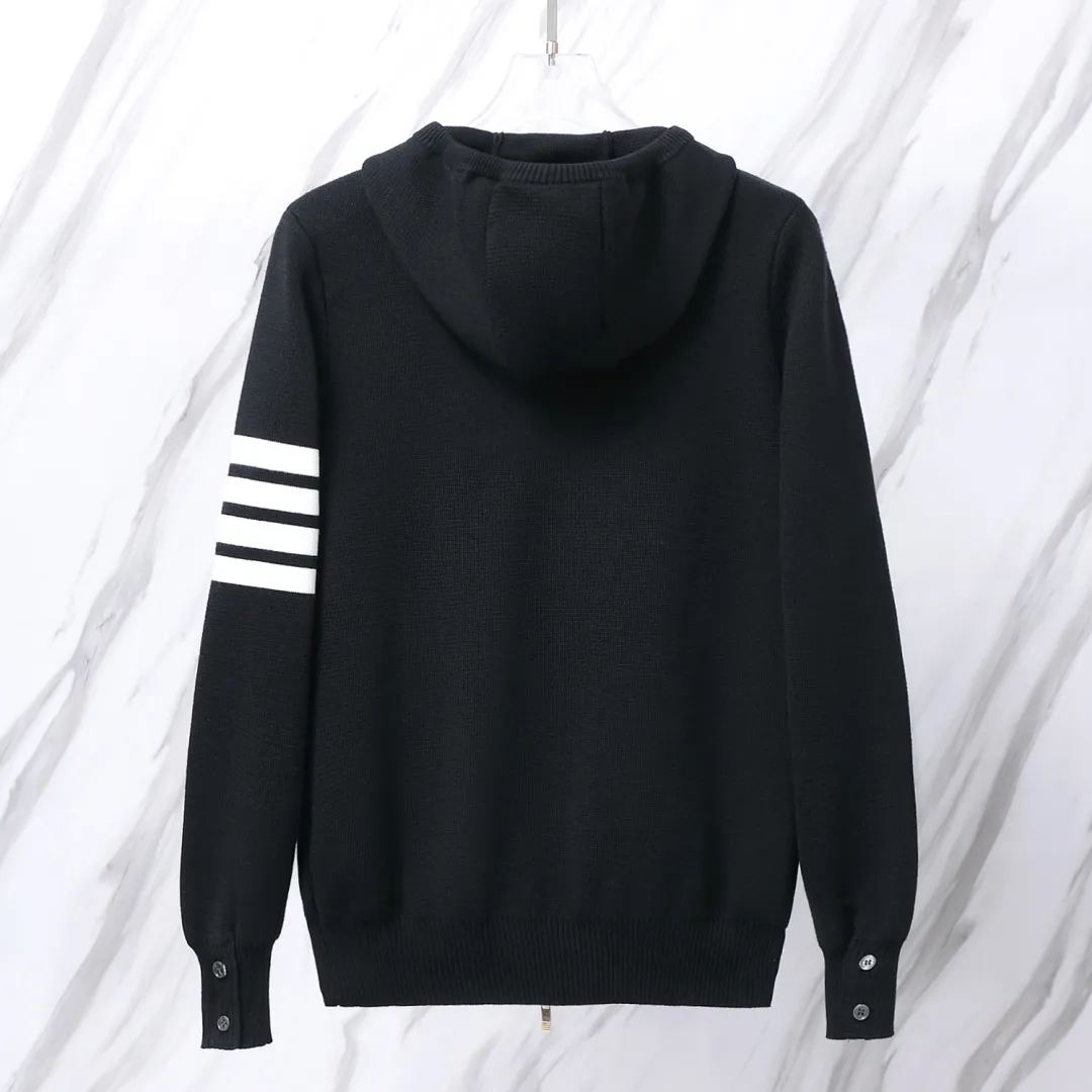Striped Wool-Blend Zip-Up Knit Hoodie D25012670 — view 9