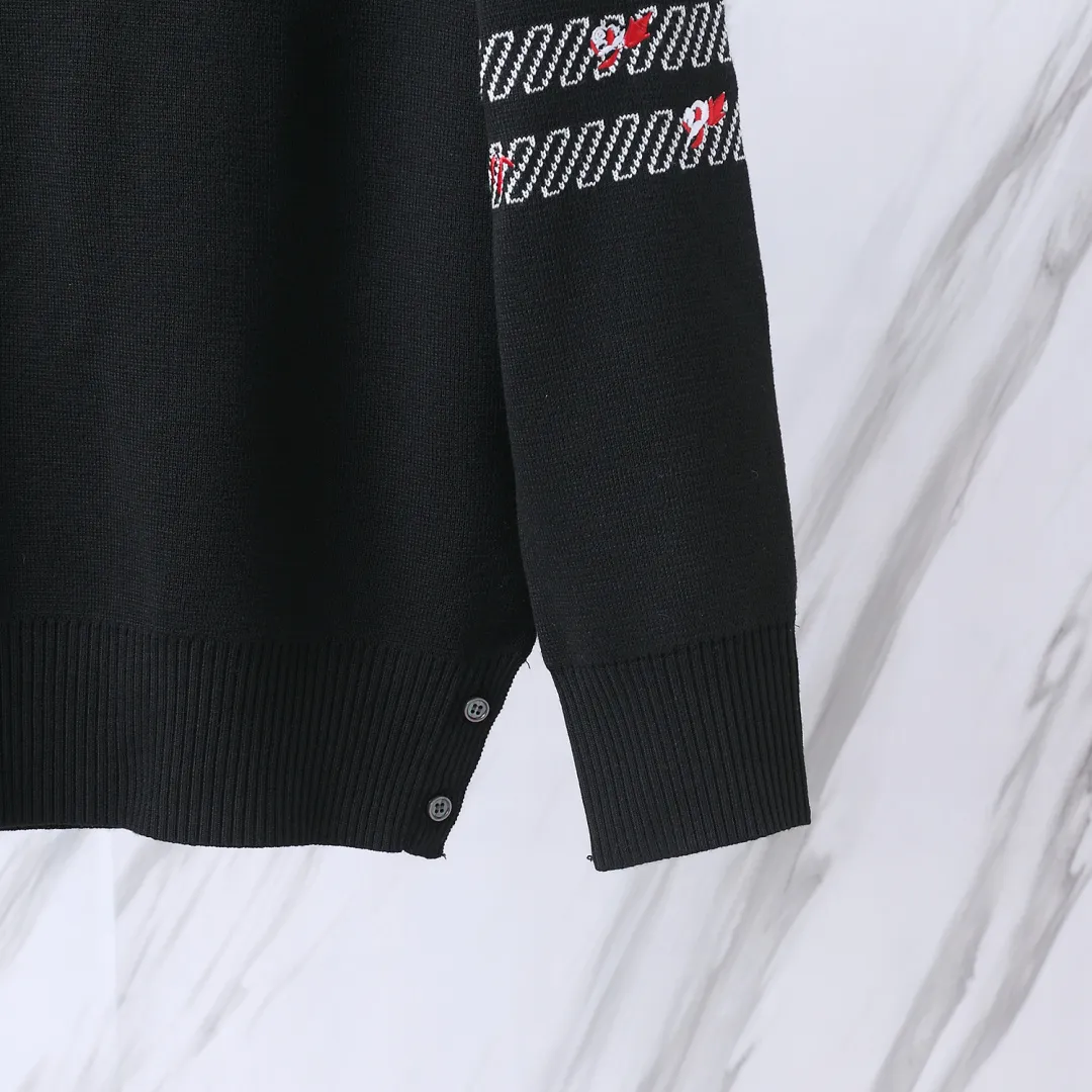 Rose Embroidered 4-Bar Stripe Crew-Neck Sweater D24012692 — view 7