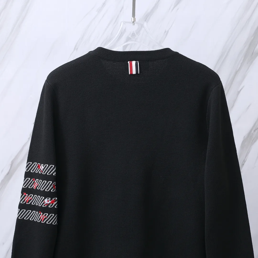 Rose Embroidered 4-Bar Stripe Crew-Neck Sweater D24012692 — view 8