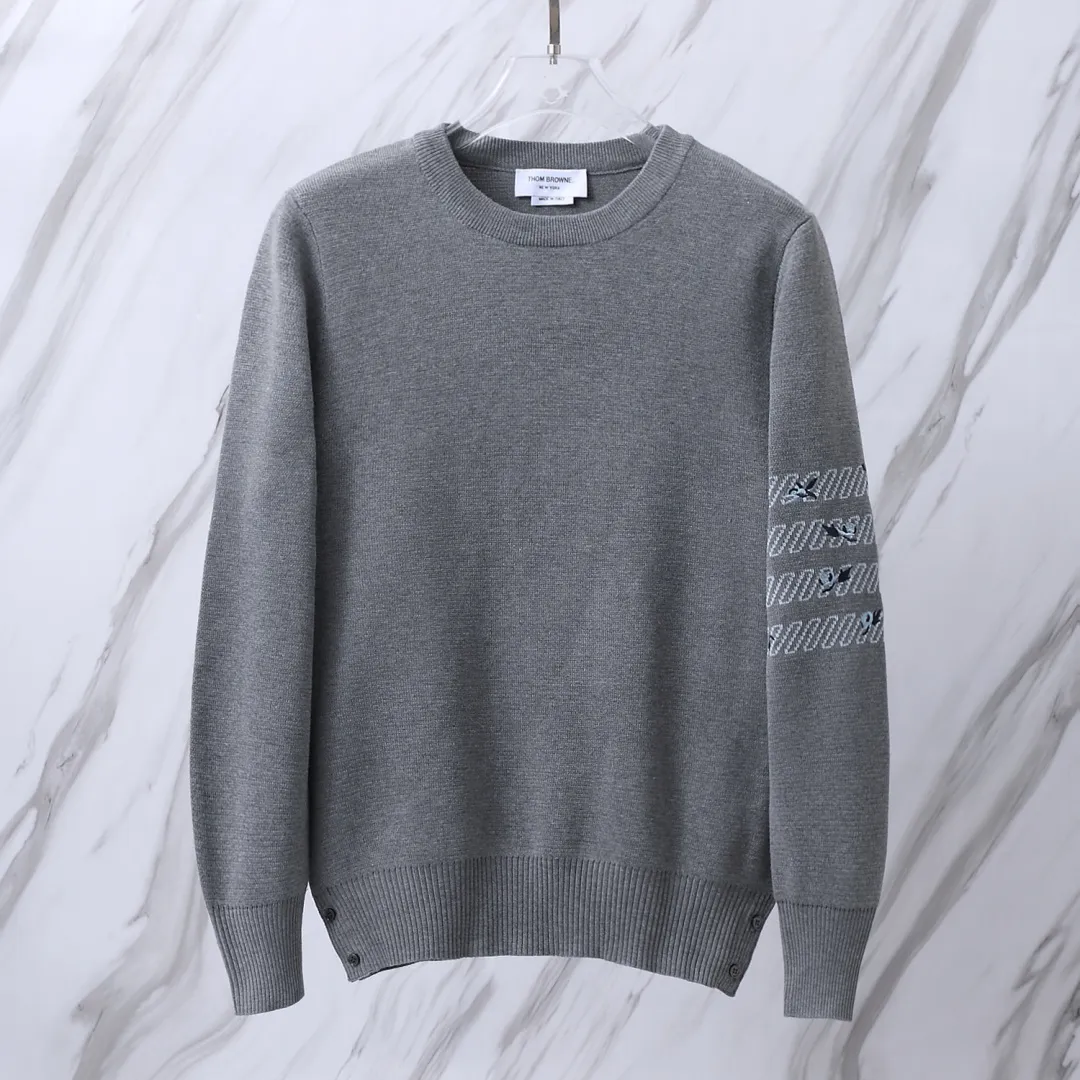 Embroidered Rose 4-Bar Crew-Neck Sweater D24012696 — view 4