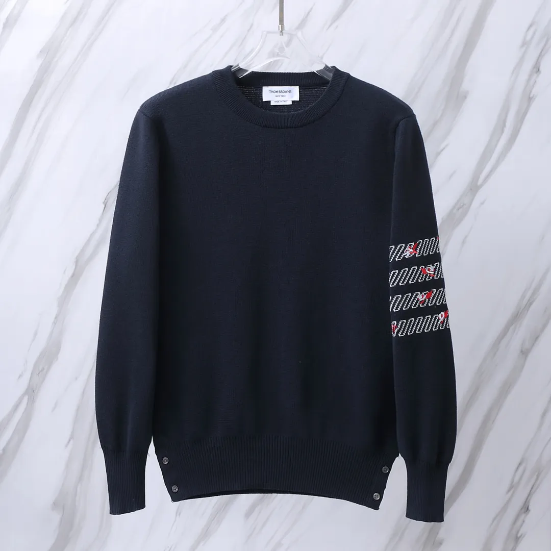 Embroidered Rose 4-Bar Crew-Neck Sweater D24012696 — view 6