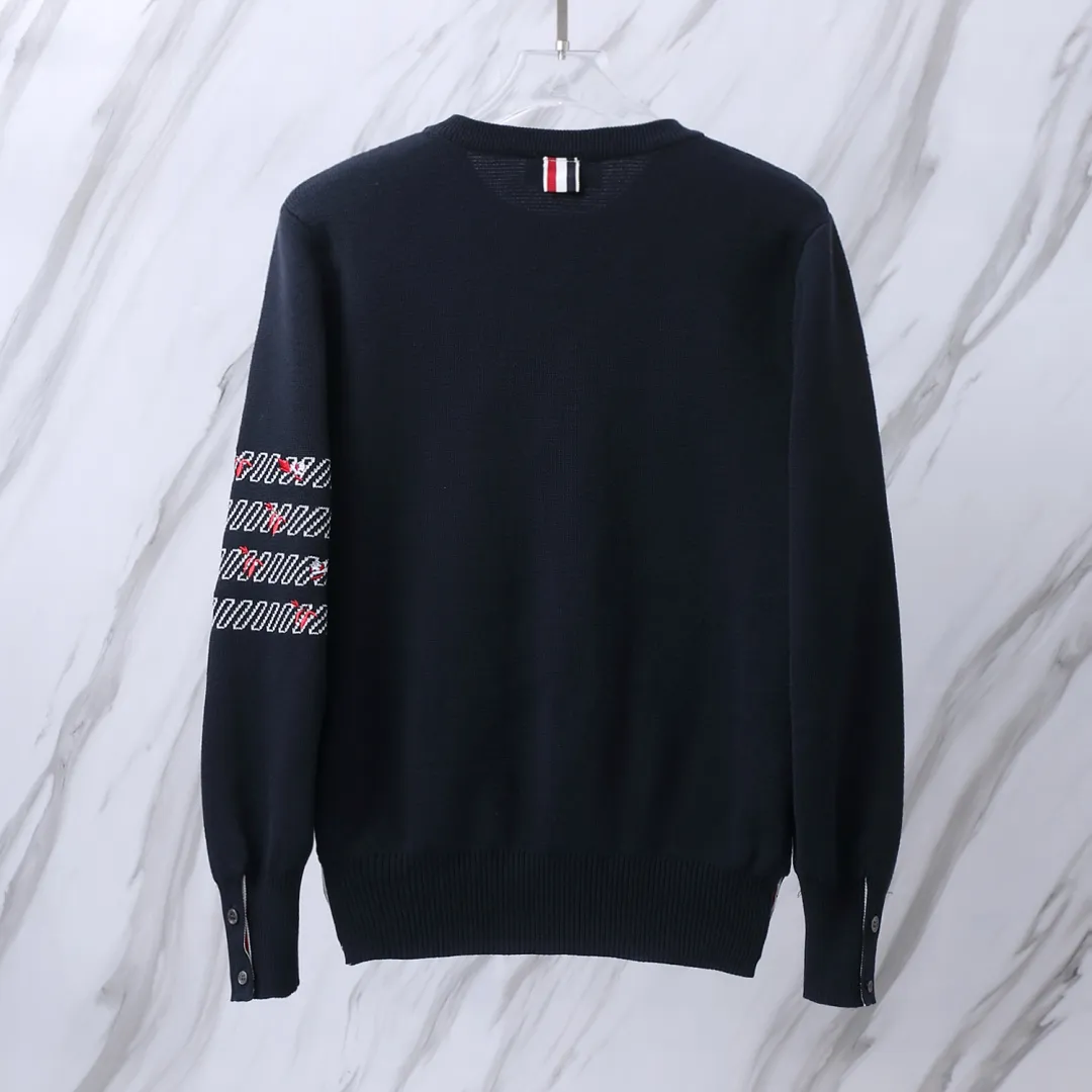 Embroidered Rose 4-Bar Crew-Neck Sweater D24012696 — view 7