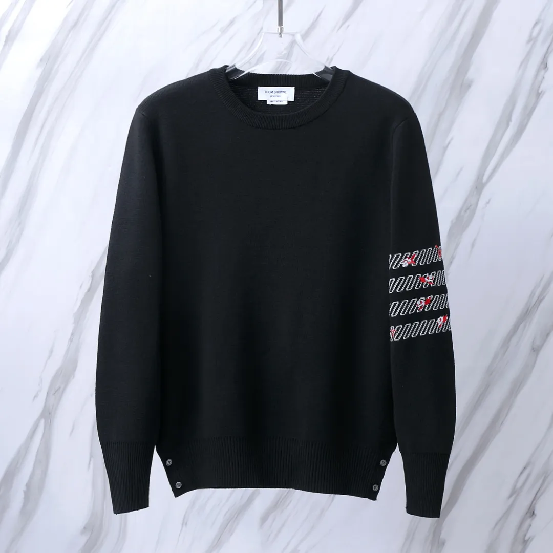 Embroidered Rose 4-Bar Crew-Neck Sweater D24012696 — view 8