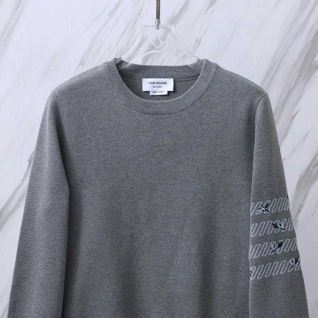 Rose Embroidered 4-Bar Stripe Crew-Neck Sweater D24012694 — view 4