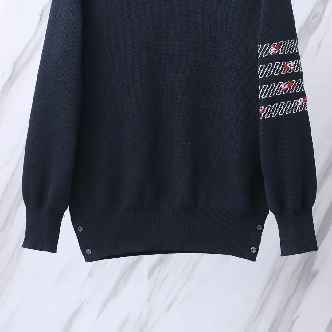 Floral Embroidery 4-Bar Crew-Neck Sweater D24012693 — view 5