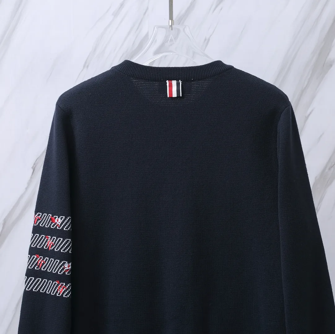 Floral Embroidery 4-Bar Crew-Neck Sweater D24012693 — view 6