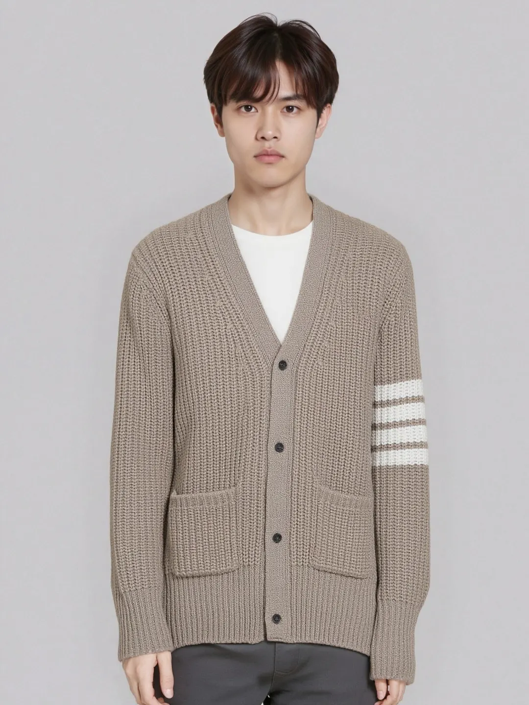 4-Bar Stripe Cashmere-Blend Cardigan D26512697 — view 2