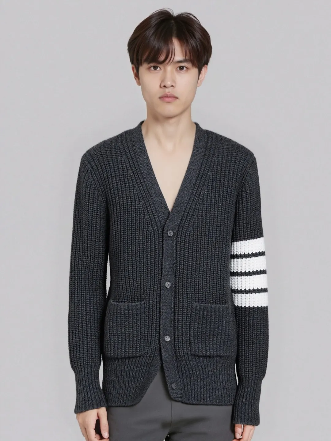 4-Bar Stripe Cashmere-Blend Cardigan D26512697 — view 3