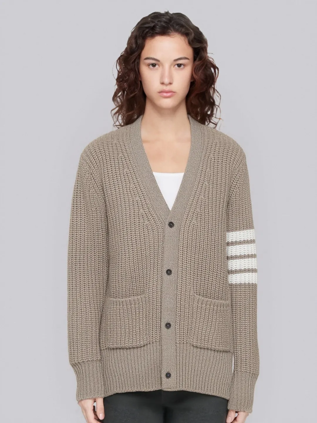 4-Bar Stripe Cashmere-Blend Cardigan D26512697 — view 5