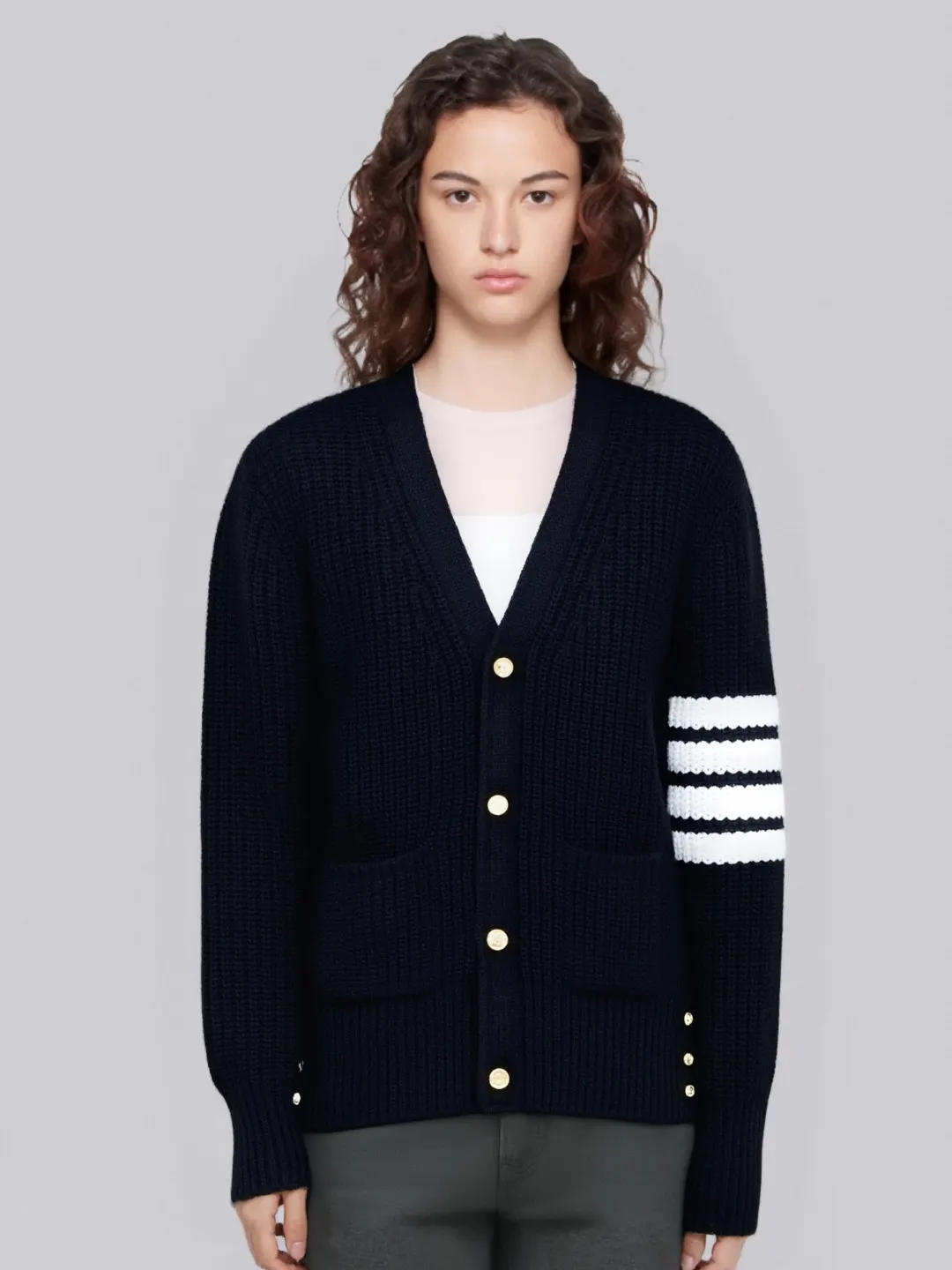 4-Bar Stripe Cashmere-Blend Cardigan D26512697 — view 6
