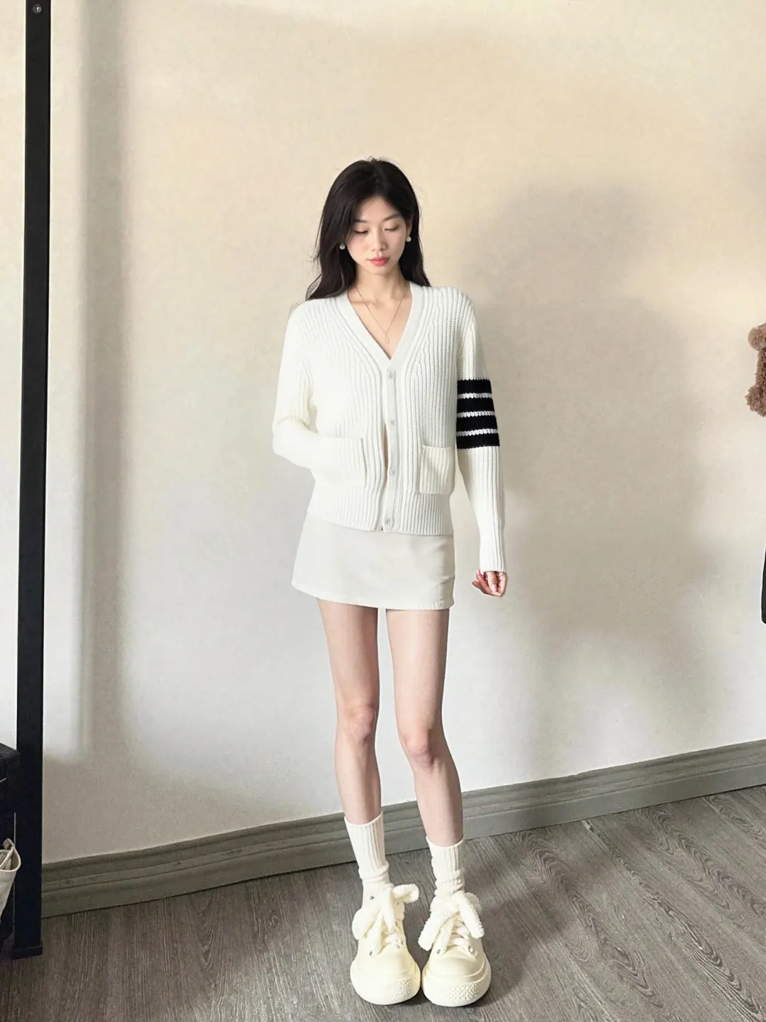 4-Bar Stripe Cashmere-Blend Cardigan D26512697 — view 7