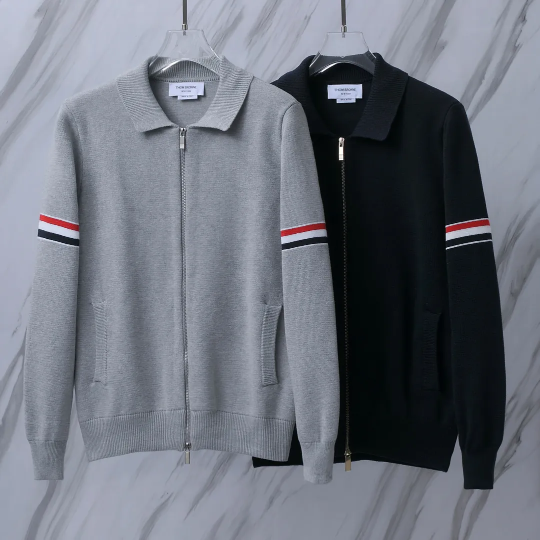 Thom Browne Striped Wool-Blend Zip-Up Knit Jacket D25512649