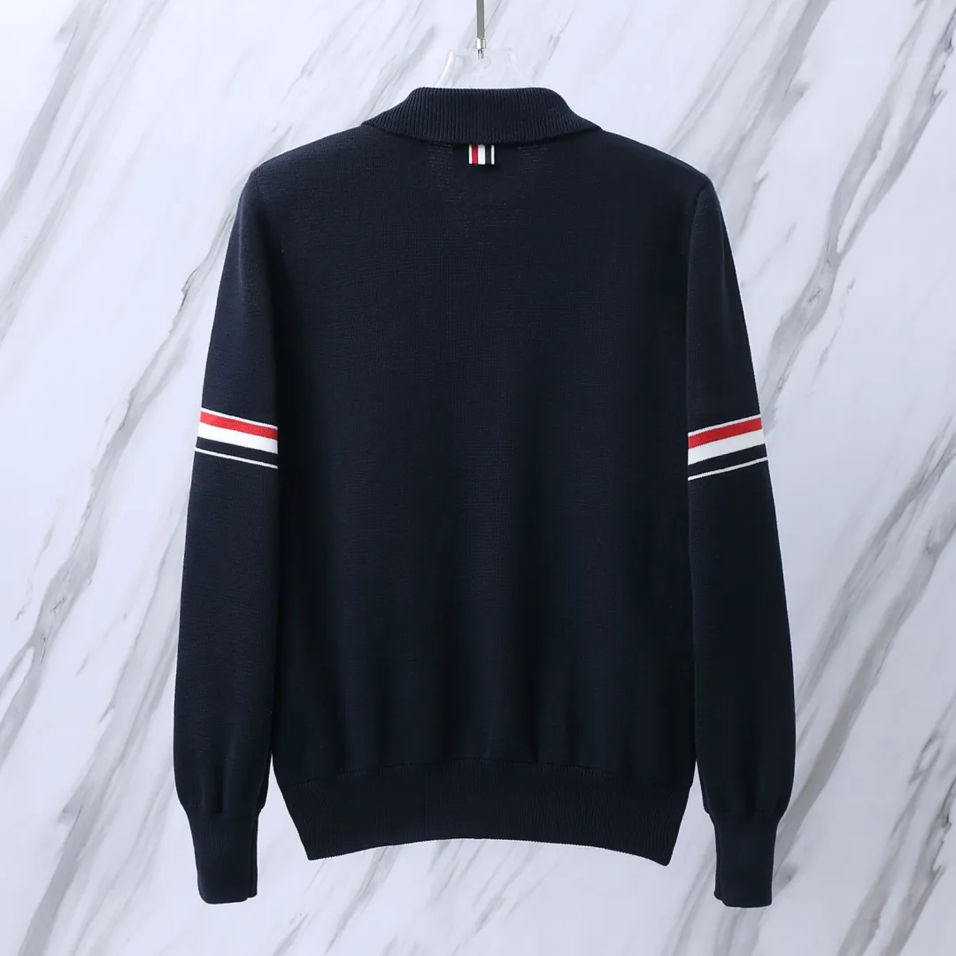 Thom Browne Striped Wool-Blend Zip-Up Knit Jacket D25512649 — view 3