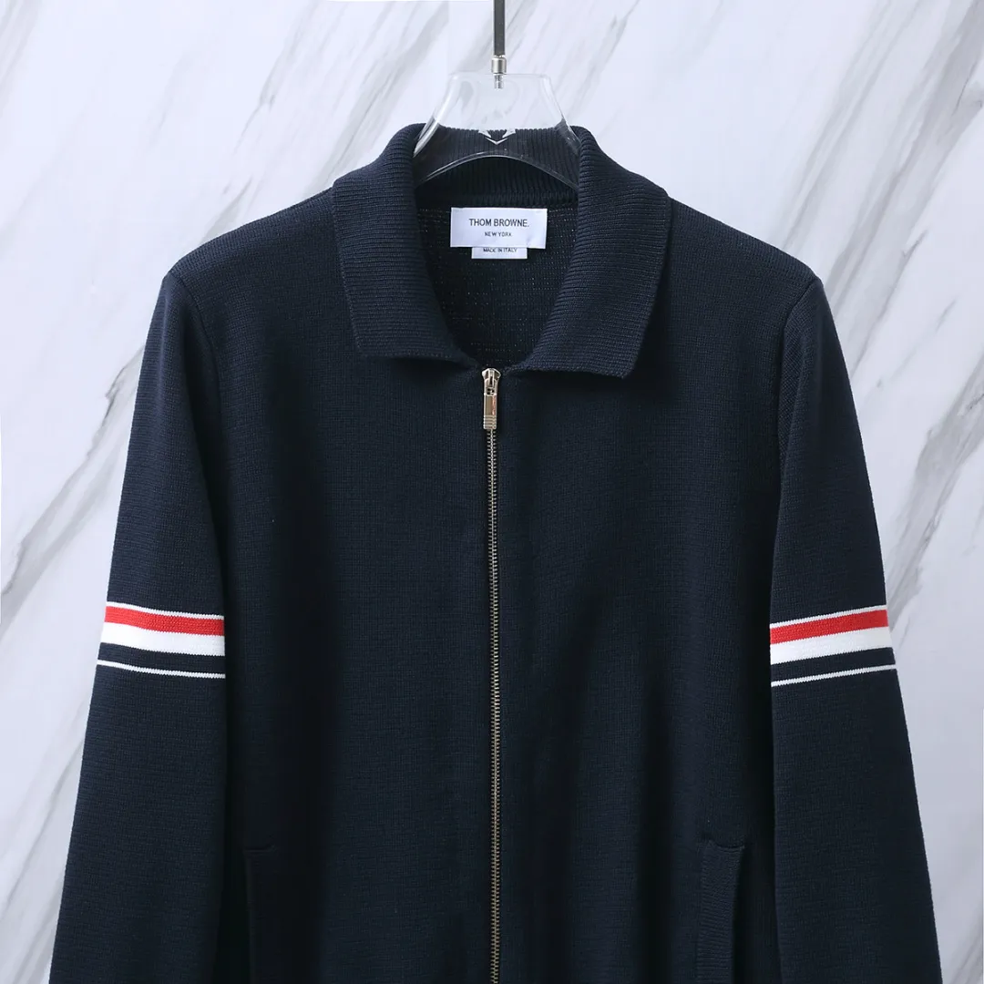 Thom Browne Striped Wool-Blend Zip-Up Knit Jacket D25512649 — view 4