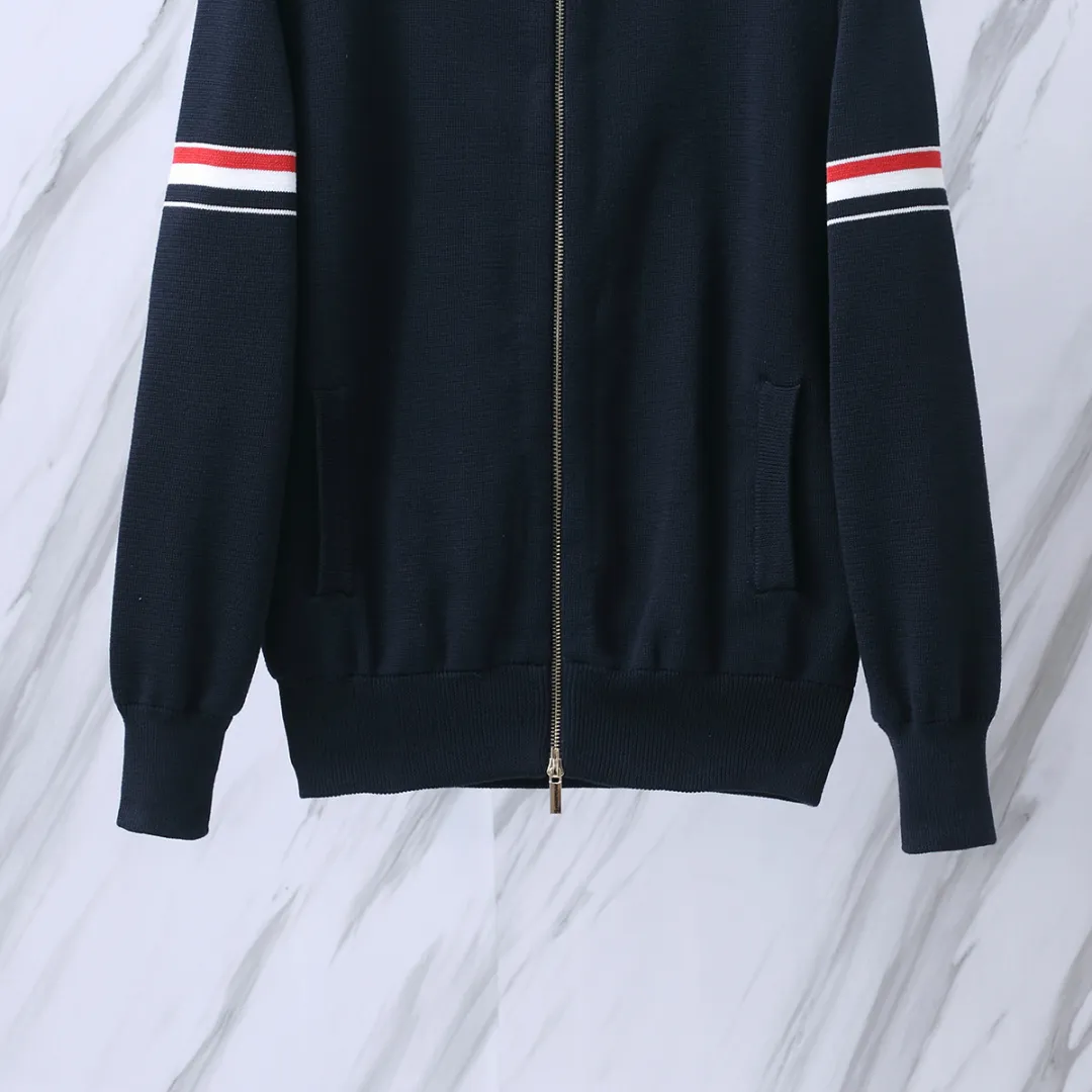 Thom Browne Striped Wool-Blend Zip-Up Knit Jacket D25512649 — view 5