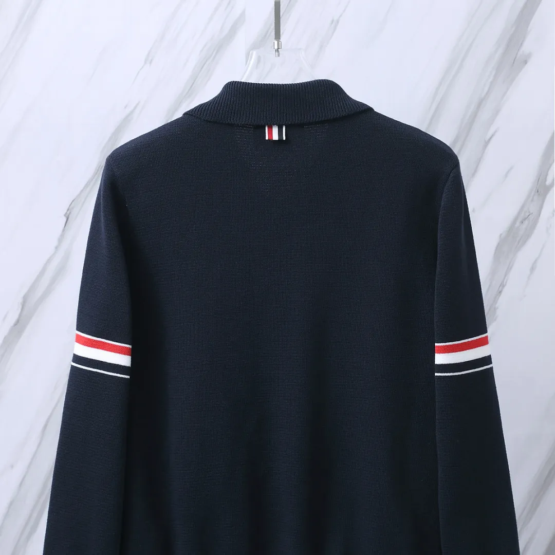 Thom Browne Striped Wool-Blend Zip-Up Knit Jacket D25512649 — view 9