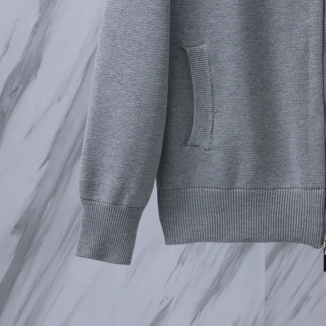 Striped Wool-Blend Zip-Up Knit Jacket D25512650 — view 9