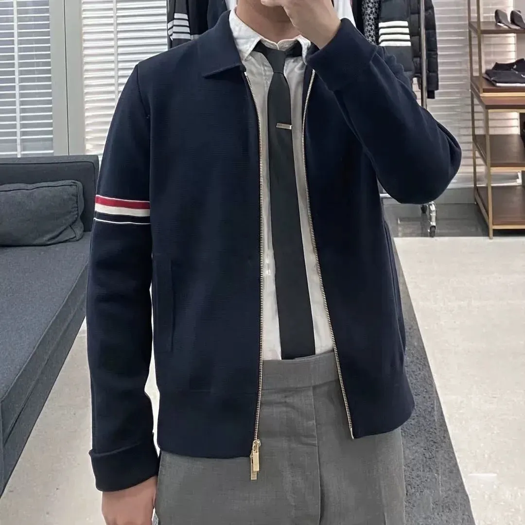 Striped Wool-Blend Zip-Up Knit Jacket D25512647