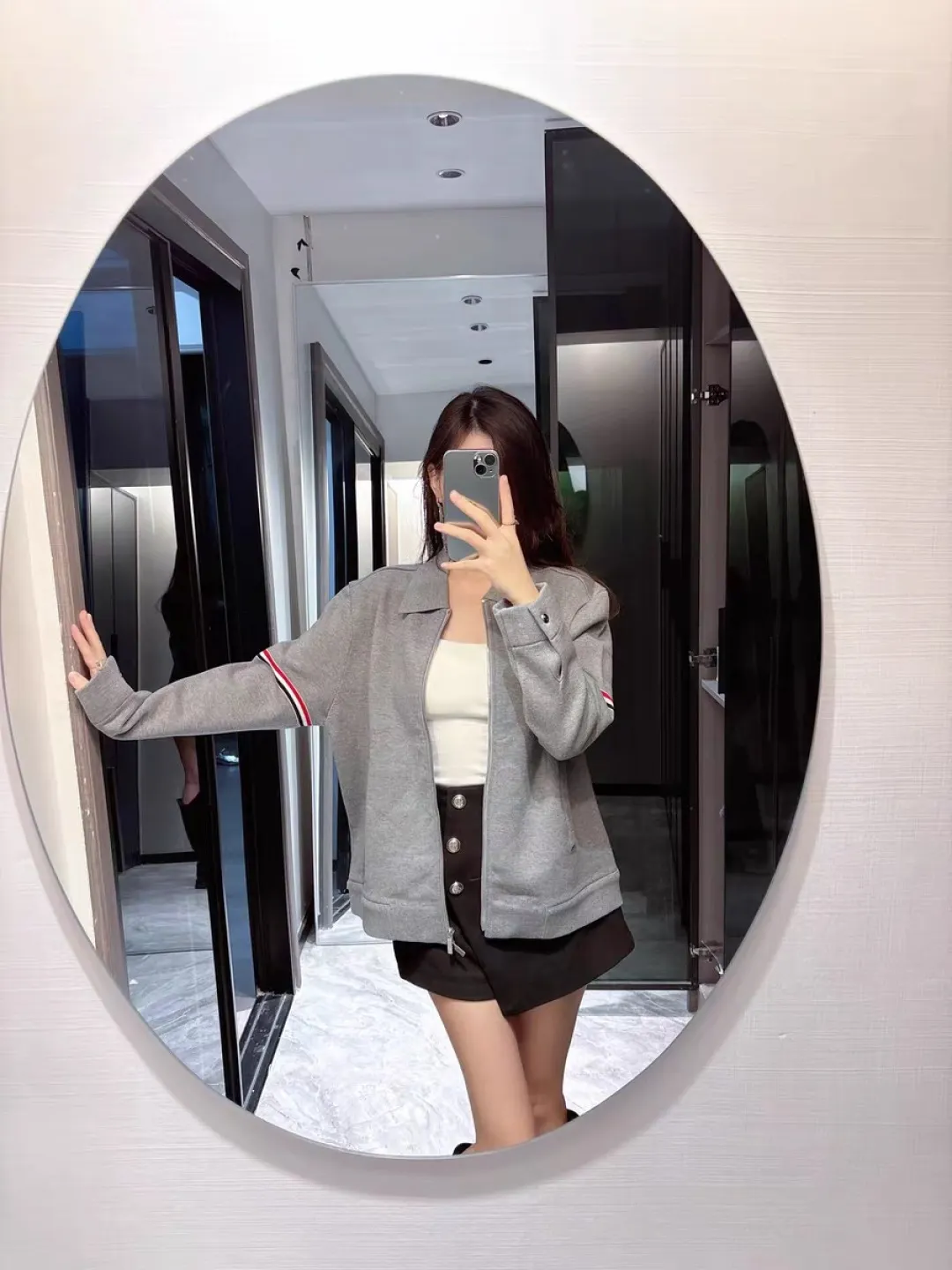 Striped Wool-Blend Zip-Up Knit Jacket D25512647 — view 4